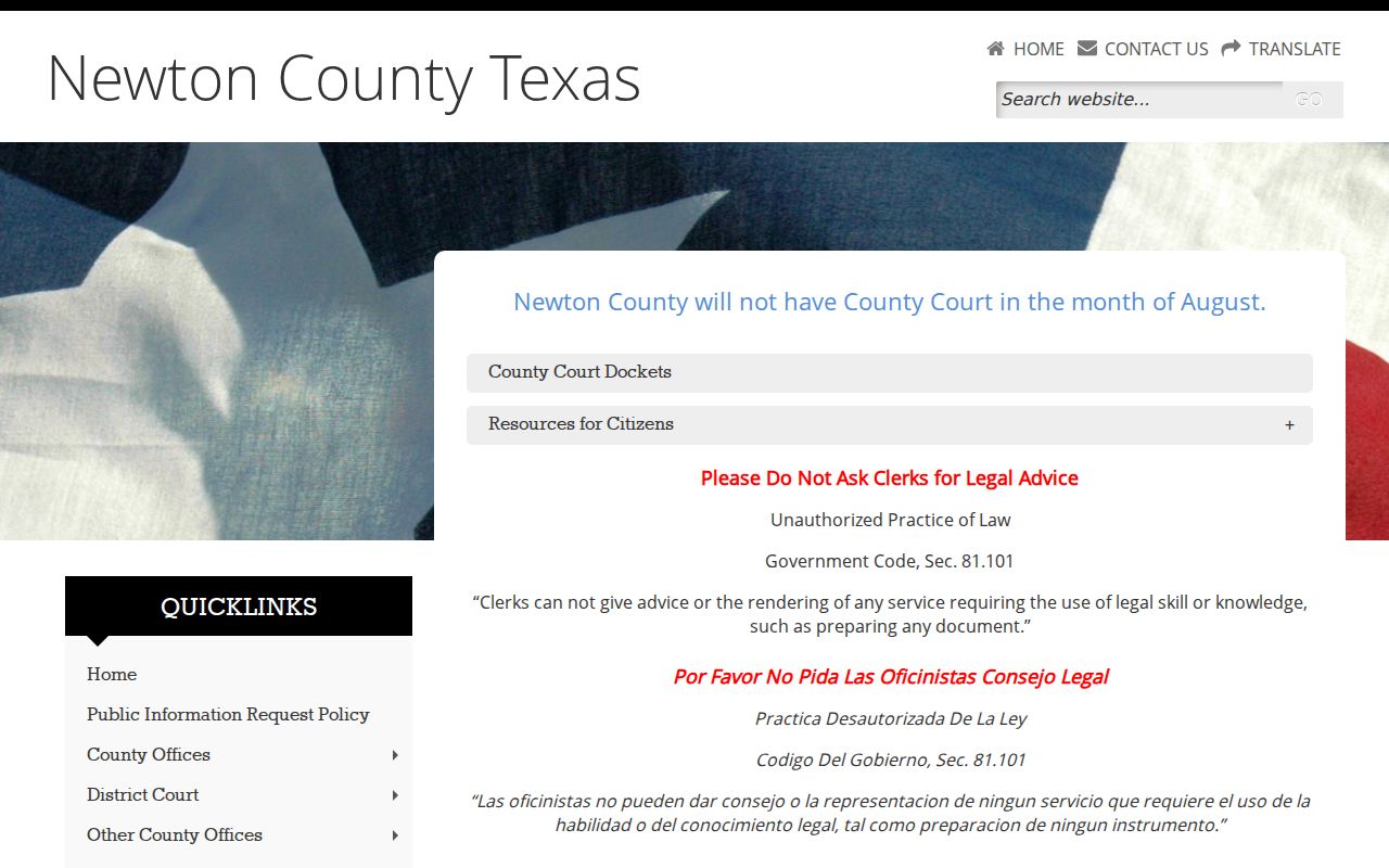 Newton County court docket County Court notice