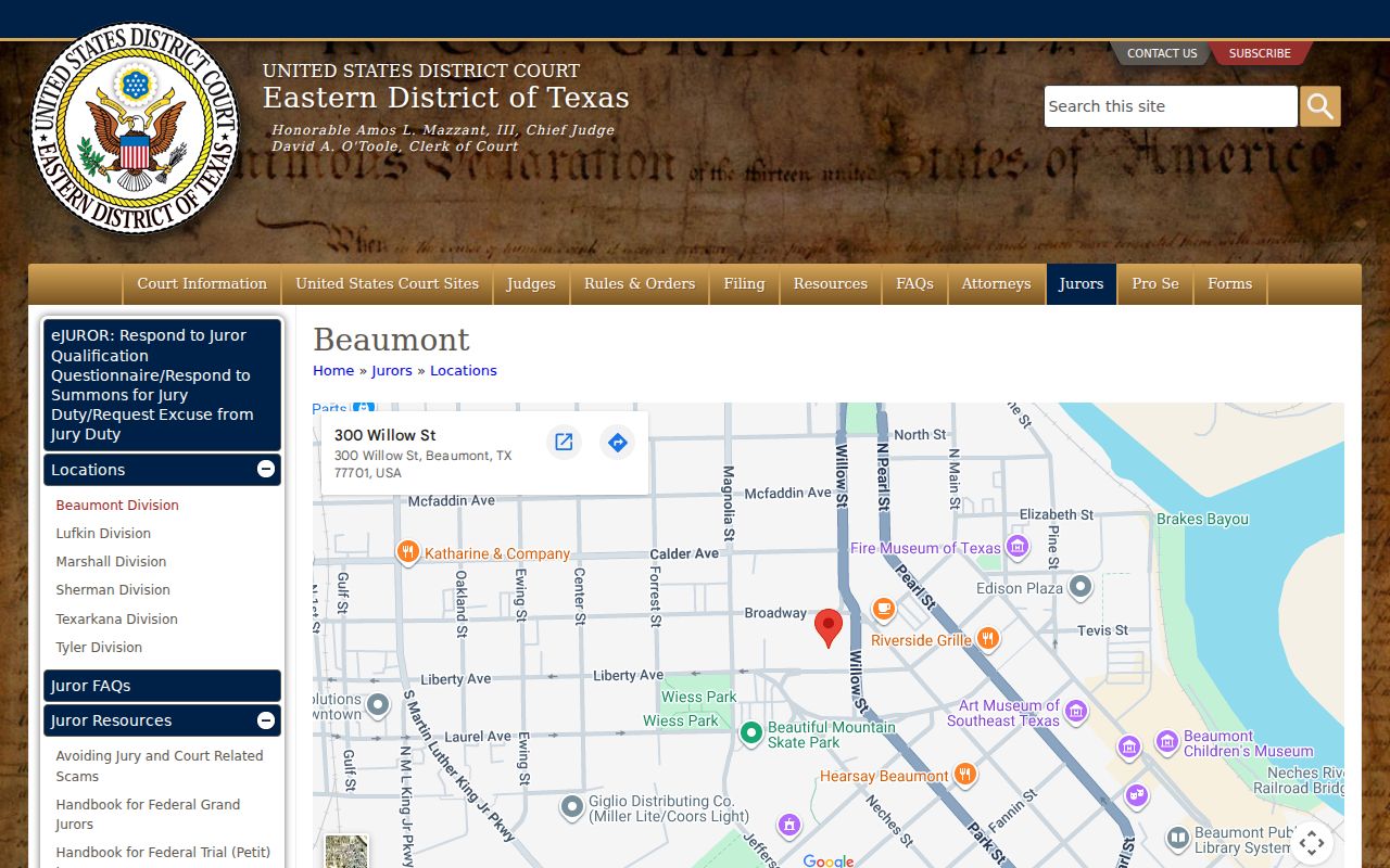 Newton County court docket Eastern District Beaumont federal court page