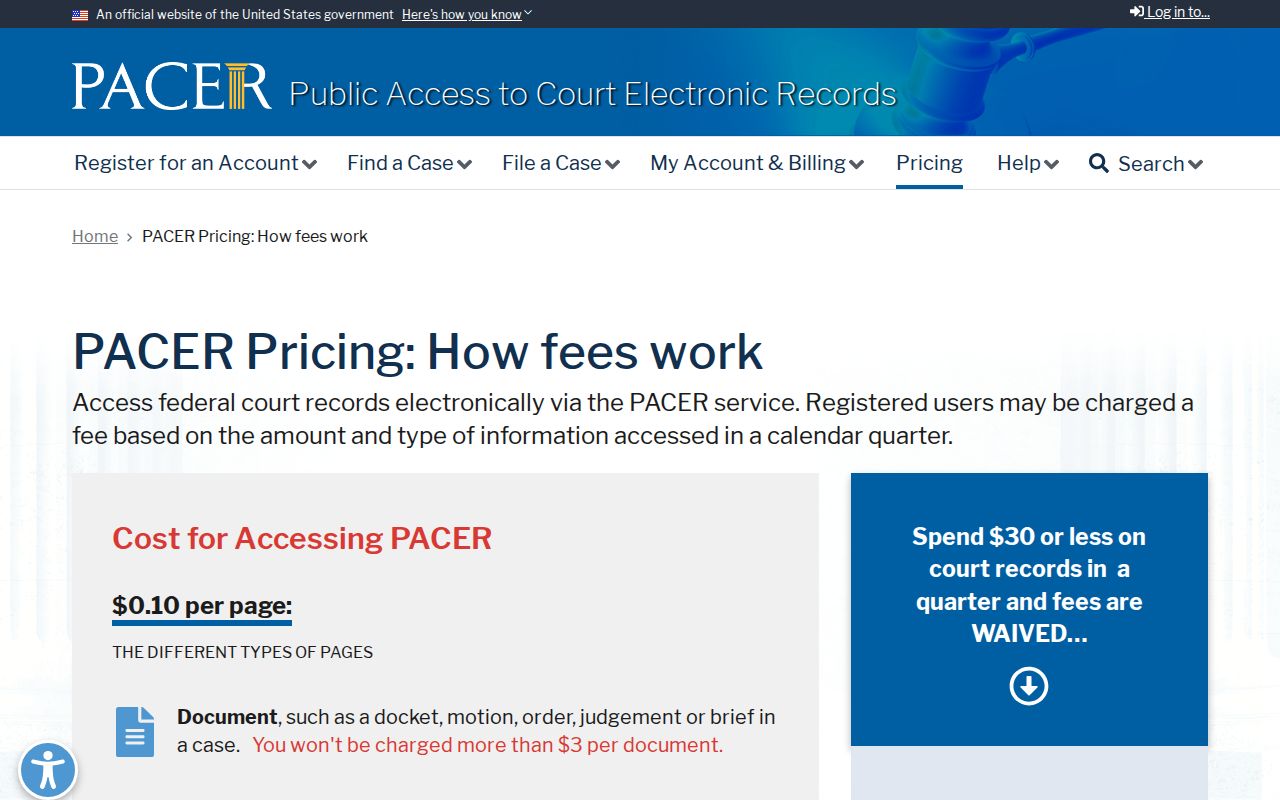 Newton County court docket PACER federal records pricing