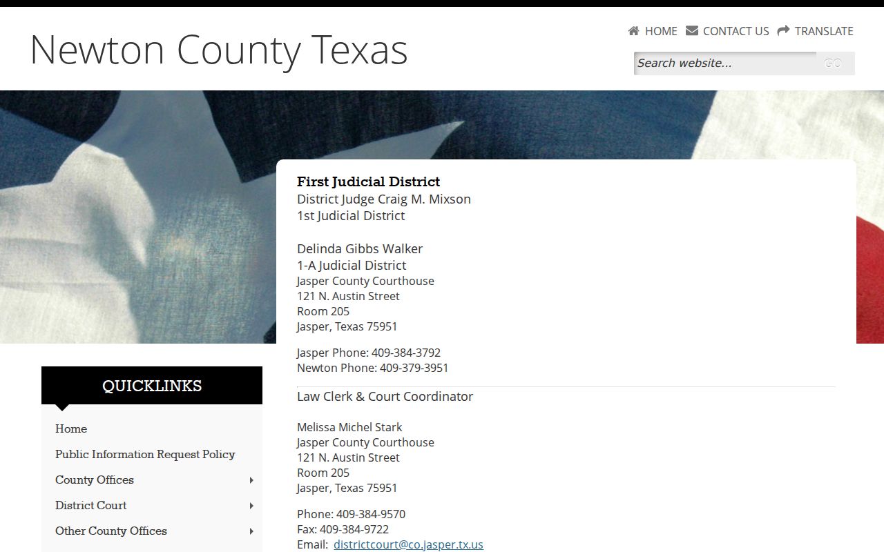 Newton County court docket First Judicial District coordination page