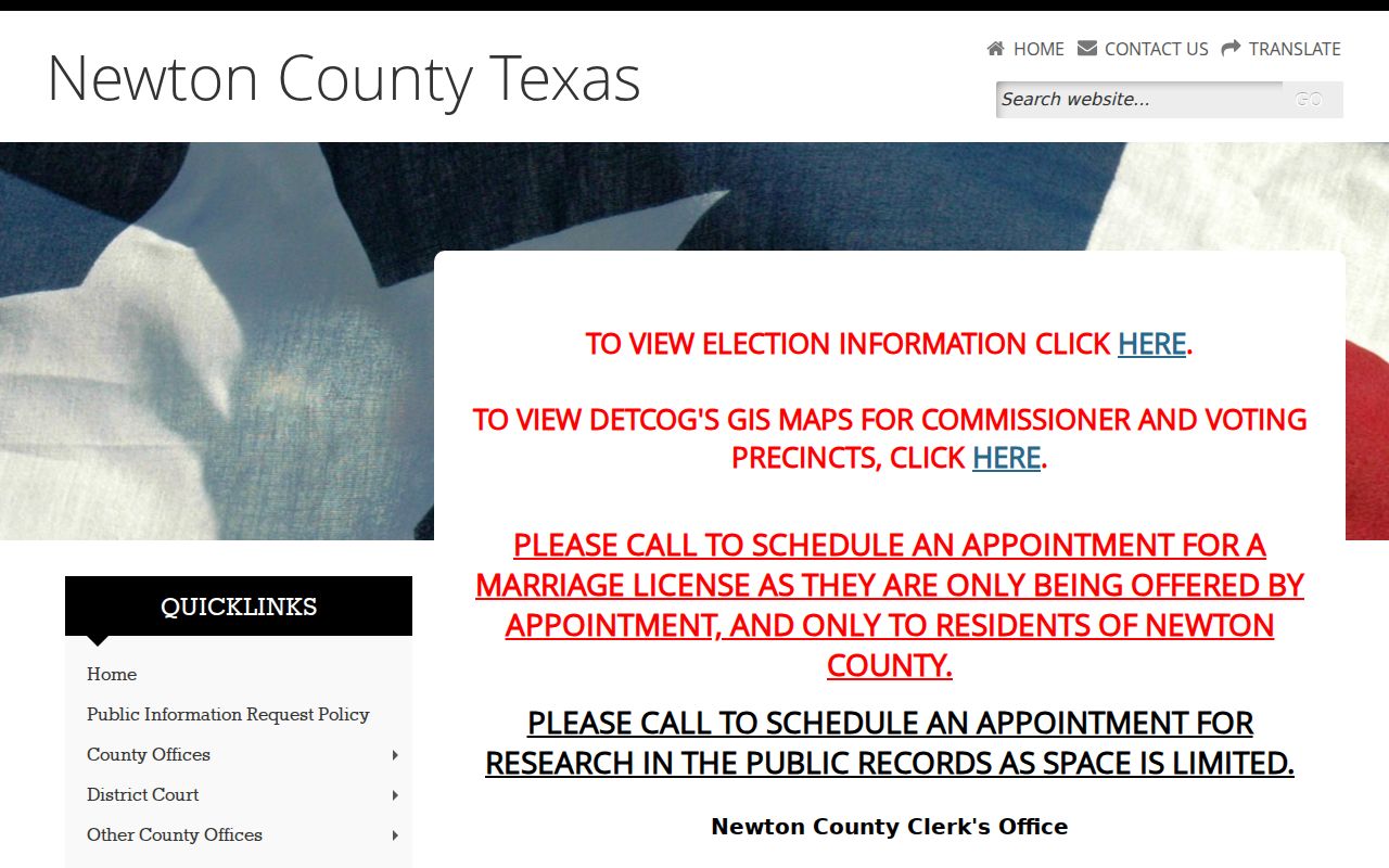 Newton County court docket County Clerk office page